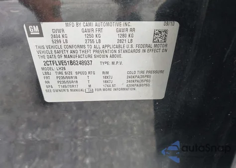 2011 GMC Terrain Slt-1 z USA, uszkodzony, nr VIN 2CTFLVE51B6248937